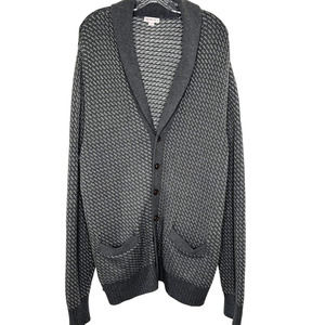 Merona Women's Sweater Button Down Grey/White Long Sleeves Cardigan Size XL